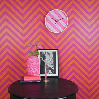 Uhr - Wanduhr - gestreiftes Muster - Pink - 35x35x4cm