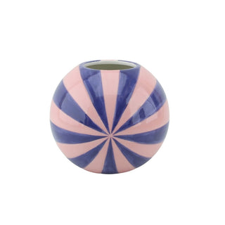 Bunte Swirl-Vase aus Dolomit – Verspielte Wirbel-Dekovase | Housevitamin - Pink/Violett - 15x15x13,5 cm