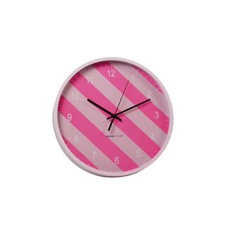 Uhr - Wanduhr - gestreiftes Muster - Pink - 35x35x4cm