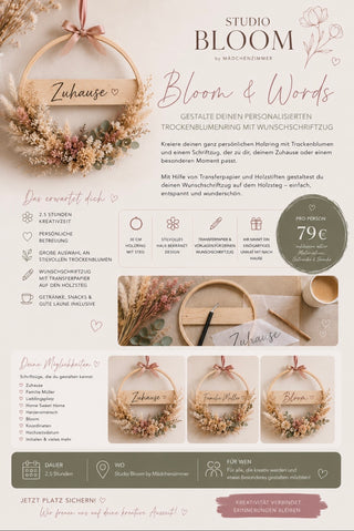 Bloom & Words Workshop – Personalisierten Trockenblumenring mit Wunschschriftzug gestalten