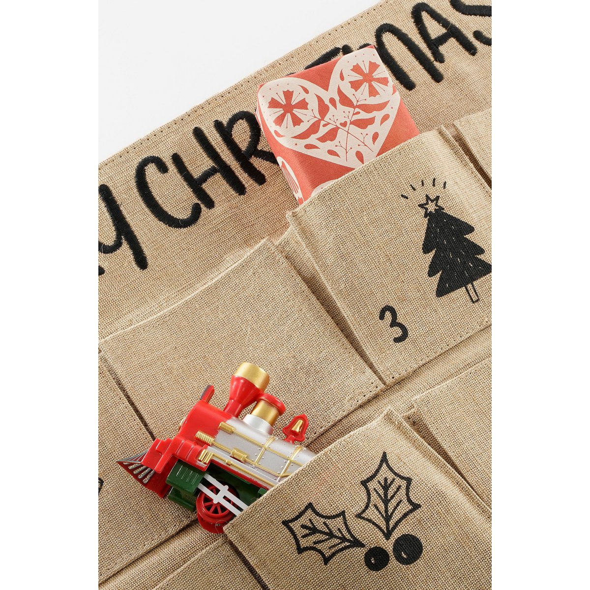 Advent calendar - L85 x W50 cm - Jute - Brown