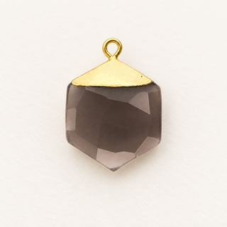 Wish Keeper Naturstein-Charm „Quarz Taupe“ – Hexagon Gold