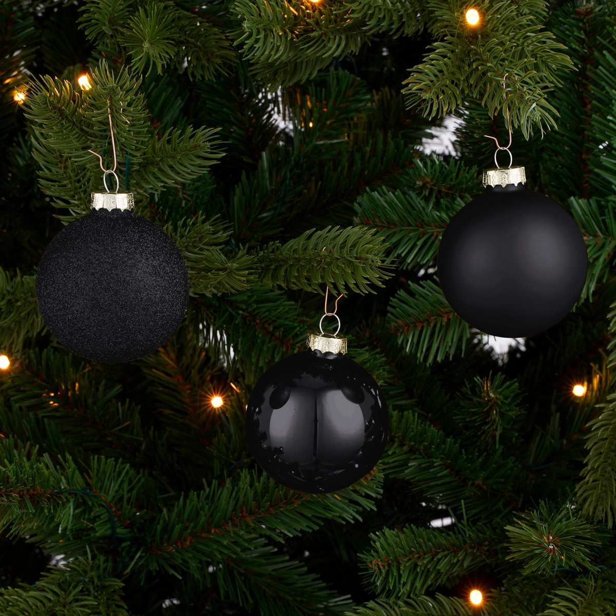 Christmas Balls Set - 42 Pieces - Ø7 cm - Glass - Black