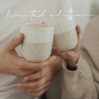 Limitierter Papa Becher mit Herz aus Steingut – Geschenkidee für Papa & Vatertag
