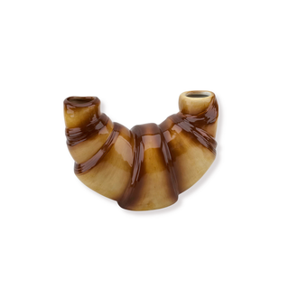 Croissant Vase Braun – Keramikvase im Croissant Design | Moderne Vase für Trockenblumen & Wohnaccessoires