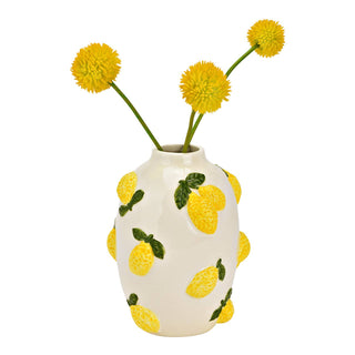Vase Zitronen Dekor aus Keramik, Gelb (B/H/T) 12x15x12cm