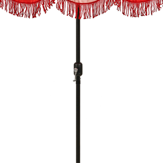 Sonnenschirm Rot gestreift mit Fransen – Outdoor Deko modern Balkon & Terrasse Ø235 cm