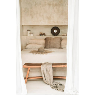 Boho Baumwollkissen 60×60 cm – Handgefertigtes Strukturkissen in Braun & Beige | Bazar Bizar Living