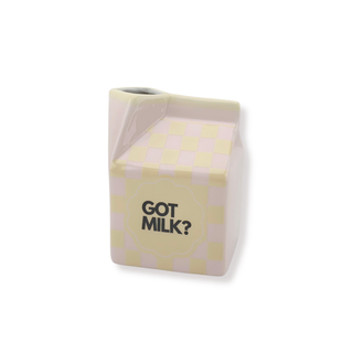 Got Milk Milchtüten Vase Rosa Gelb – Keramikvase im Milchkarton Design | Moderne Vase für Trockenblumen & Wohnaccessoires