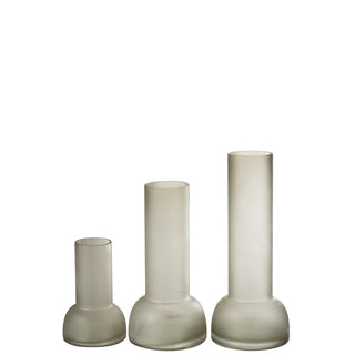 Vase / Kerzenhalter Yara aus Glas in Hellgrau – Elegantes Wohnaccessoire von J-Line, 38 cm