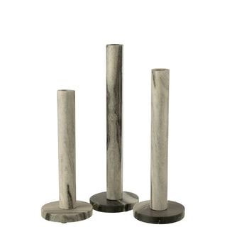 Kerzenhalter Schwarz aus Stein – Hoher Design-Kerzenständer für stimmungsvolles Licht 5er Set