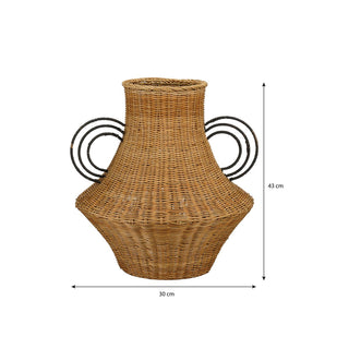 Fabiola Dekoration Vase - H43 x Ø30 cm - Rattan - Braun