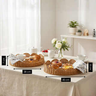 Eleta Rattan Tablett Set rund Braun 2er-Set – Serviertablett & Deko Tablett Mica Decorations