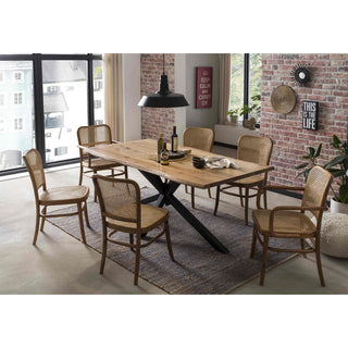 Teak Armlehnstuhl mit Wiener Geflecht – Handgefertigter Kaffeehausstuhl aus Naturholz