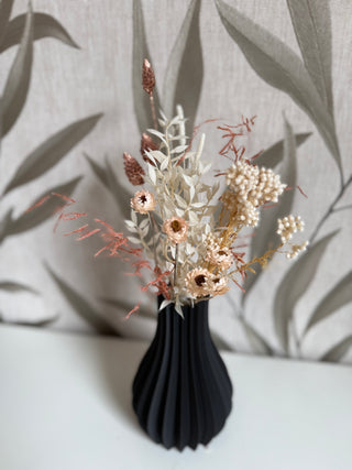 VASE 3D bauchig geriffelt schwarz