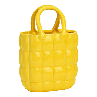 Vase Handtasche aus Keramik, Gelb (B/H/T) 18x25x10cm