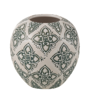 J-Line Vase Kousa Ball Porzellan Blau/Weiß – Kleine runde Design Vase aus Porzellan 11 cm