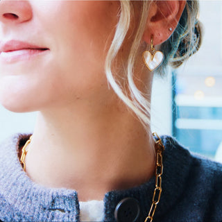 Creolen in Herzform  mit Perlmutt