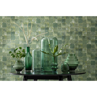 Hohe grüne Glasvase von J-Line – Schlanke Designvase für stilvolle Wohnräume 35 cm hoch