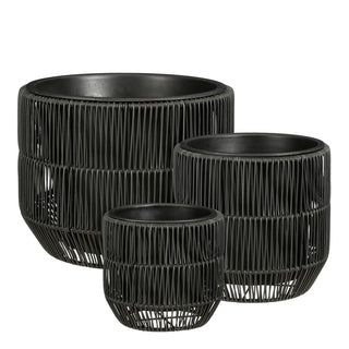 Peta Blumentopf Set Schwarz – Outdoor Pflanzgefäße 3er Set