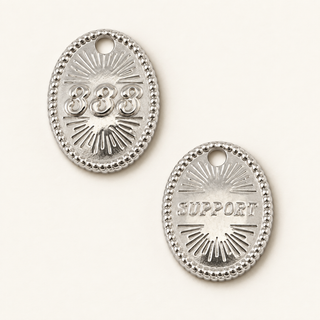 Engelszahl 333 Charm „Support“ – Edelstahl-Anhänger in Gold oder Silber