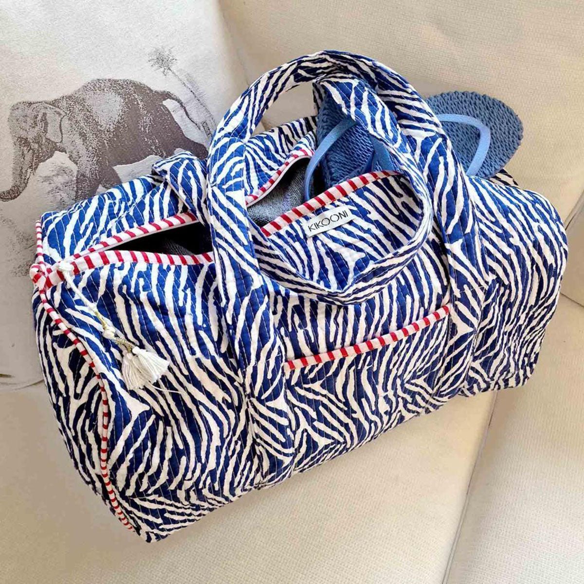 handgemachte Baumwolltasche "blue Zebra"