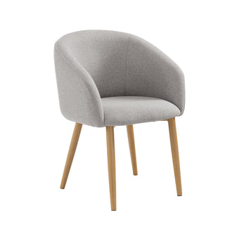 Armlehnstuhl 2er Set aus Strukturstoff – Nachhaltige Esszimmerstühle mit Armlehnen & Metallgestell | Polsterstuhl Grau/Braun