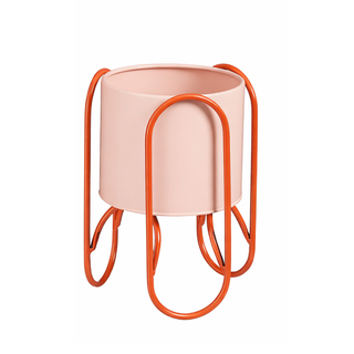 Blumentopf Set Donau Rosa auf Ständer – 2er Set Metall Pflanzgefäße modern – stilvolle Wohnaccessoires & Wohnzimmer Deko