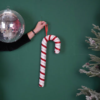 Dekoration – Zuckerstange – Schaumstoff – Weiß/Rot – 52 cm