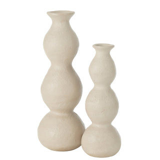 J-Line Kerzenhalter Beige 37,5 cm – Hoher Design Kerzenständer aus Keramik