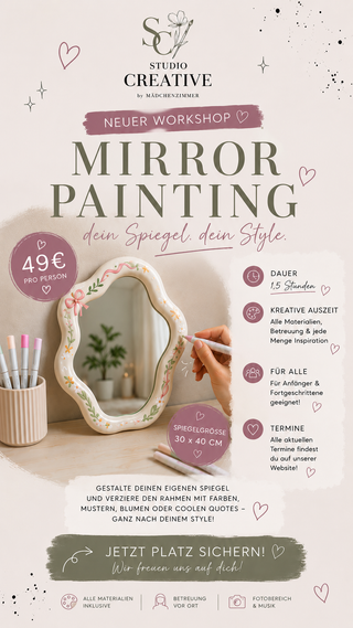 Mirror Painting Workshop – Kreativ Workshop Spiegel bemalen | Studio Creative by Mädchenzimmer
