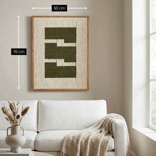 Wanddekoration Grün 70x50 cm – Modernes Wandbild Baumwolle mit grafischem Muster | Mica Decorations Wanddeko Wohnzimmer Schlafzimmer