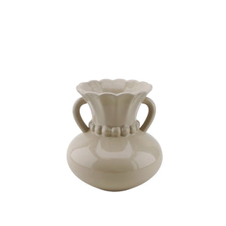 Housevitamin Vase mit Perlenhals – Beige Krugvase mit besonderem Design - Sand -14x14x15cm