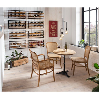 Teak Armlehnstuhl mit Wiener Geflecht – Handgefertigter Kaffeehausstuhl aus Naturholz