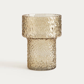Vase | MIRELLE | beiges Glas | 15,7 x 21 cm
