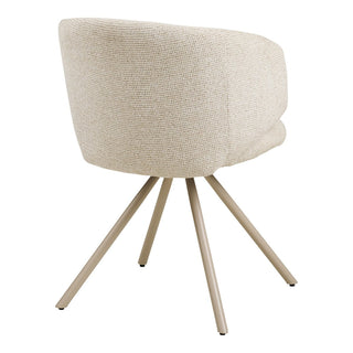 Fulham Dining Chair – Drehbarer Esszimmerstuhl Sand mit Sandfarbenen Metallbeinen | Moderner Polsterstuhl mit Drehfunktion – 2er-Set