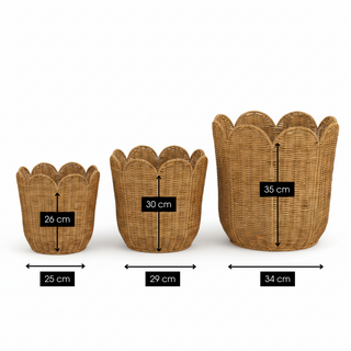 Rattankorb Set 3er – Aufbewahrungskörbe aus Rattan rund | Mica Decorations Eleta