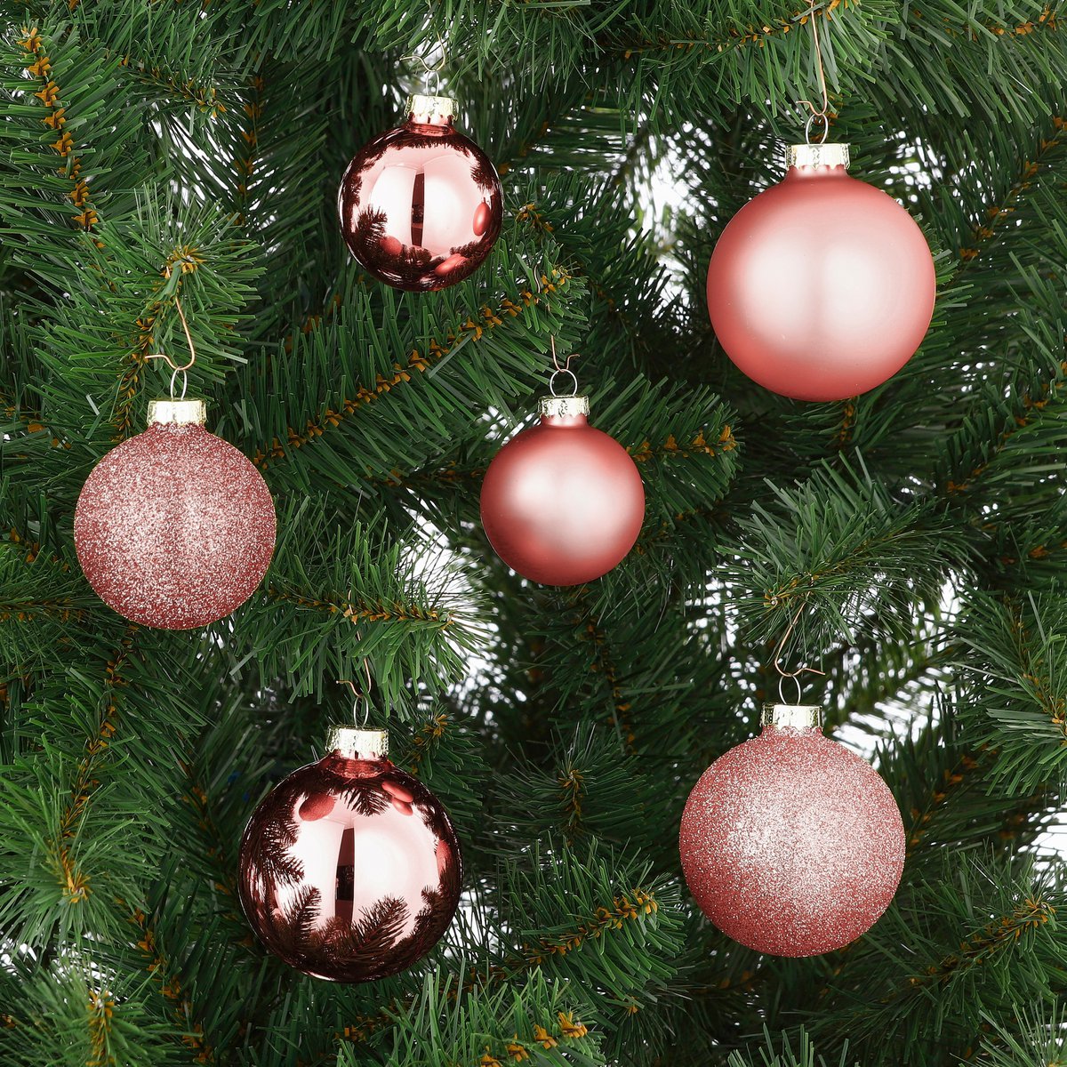 Christmas Balls Set - 42 Pieces - Ø7 cm - Glass - Pink