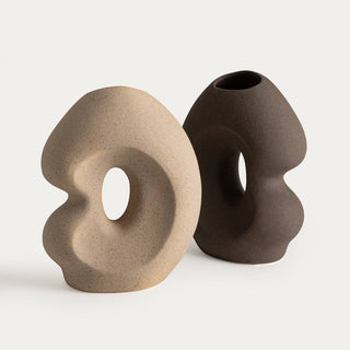 Vase | BELLARO | braune Keramik mit einem Loch