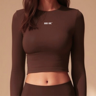 Longsleeve Crop Top „GOOD GIRL® / BAD HABITS“ – Stretch-Material für Workout & Streetstyle | GOOD GIRL BAD HABITS