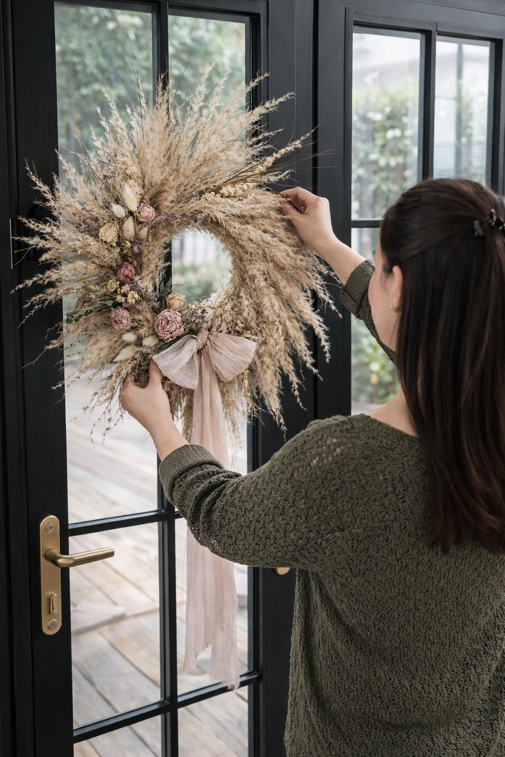 DIY Set Trockenblumenkranz mit Pampas – Boho Kranz selber machen Ø30 c – MÄDCHENZIMMER