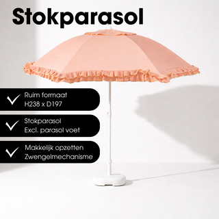 Sonnenschirm Pfirsich mit Rüschen – Outdoor Deko modern Balkon & Terrasse Ø195 cm