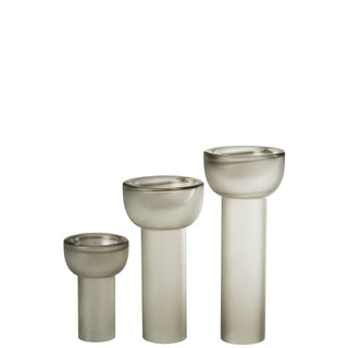 Vase / Kerzenhalter Yara aus Glas in Hellgrau – Elegantes Wohnaccessoire von J-Line, 38 cm