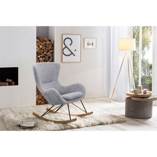 Schaukelstuhl Teddyfell Hellgrau