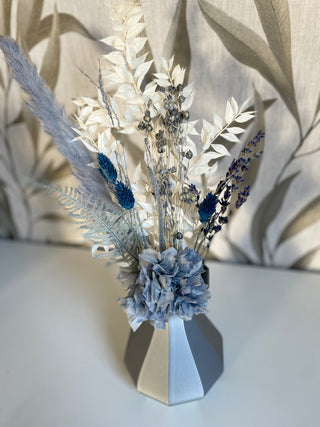 Vase 3D bauchig glatt silbergrau metallic