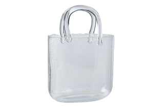 Handtaschen Vase aus Glas Transparent – Moderne Dekovase Nora 28 cm