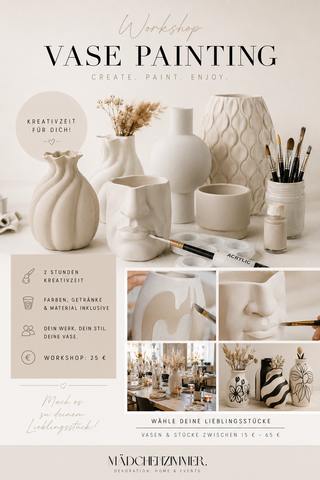 Vasen bemalen Workshop – Kreativabend mit modernen Keramikvasen | Studio Creative by Mädchenzimmer