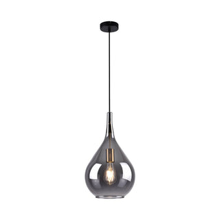 Pendelleuchte "Gota", Retro Klassiker Pendellampe aus schwarzem Rauchglas Ø 25 cm, mit E27-Fassungen, 150 hoch, ideal für Esszimmer, Wohnzimmer und Küche.