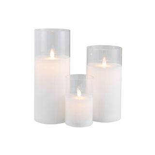 LED Kerze im Glas Transparent – Große LED Deko-Kerze 25 cm von J-Line