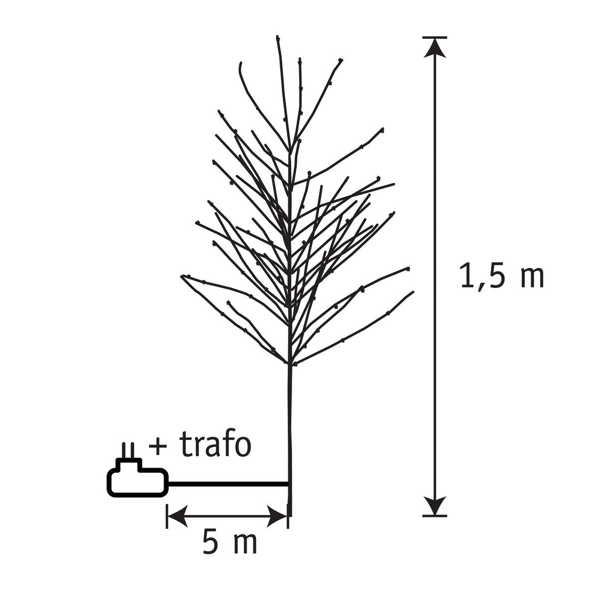 Tree with Warm White LED Lighting - H150 x Ø15 cm - Black